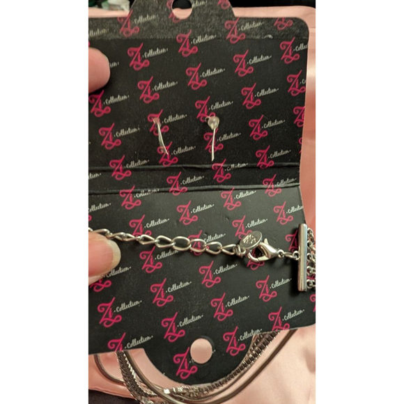 2024 Zi Collection Silver Tone Necklace and Earring Set, One Size - Picture 5 of 6